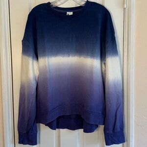 All in Motion Blue/White/Purple Ombre Dip-dyed French Terry Sweatshirt, size XL